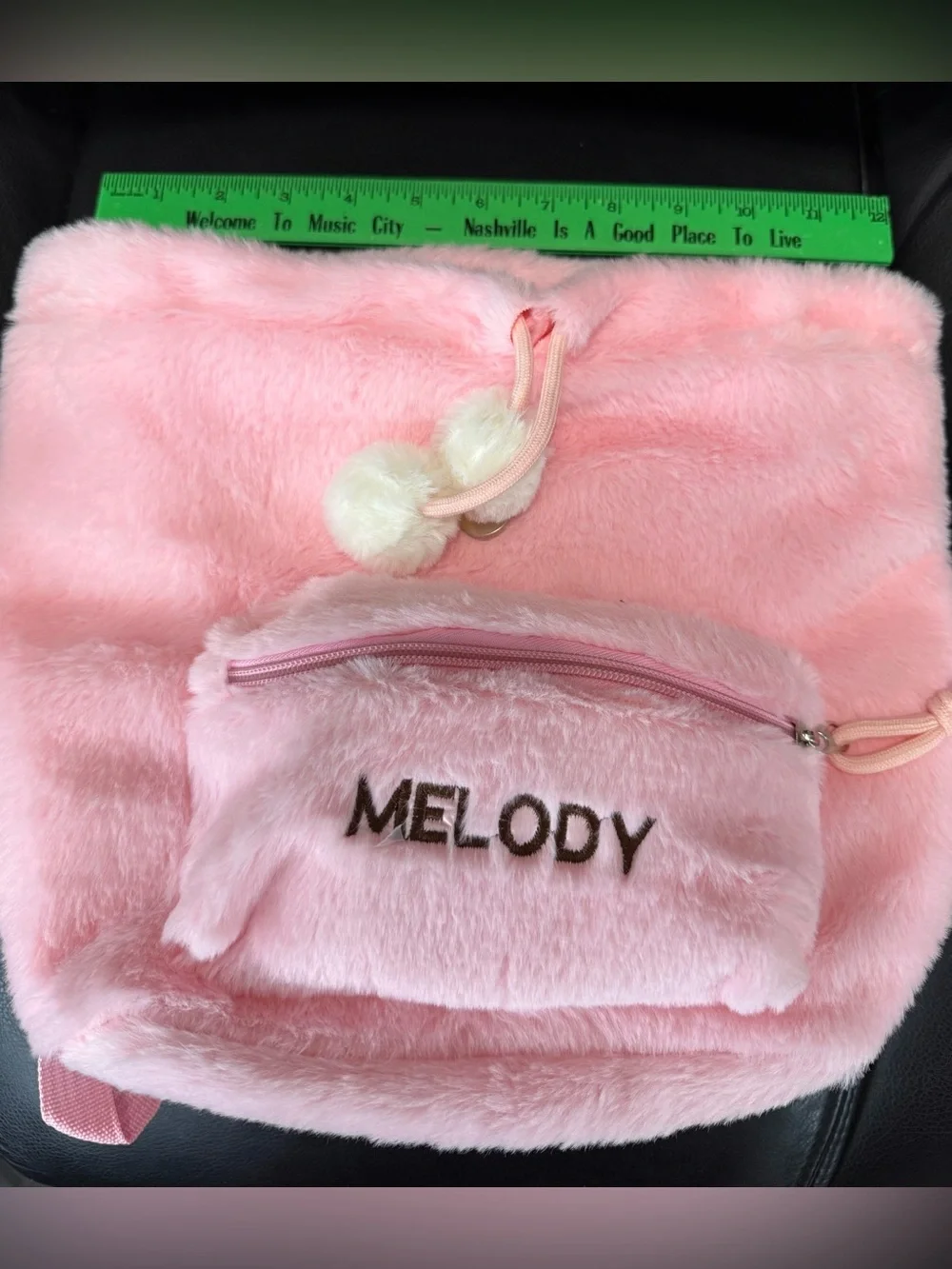 Pink Plush 'Melody' Fuzzy Backpack with Character on Flap
